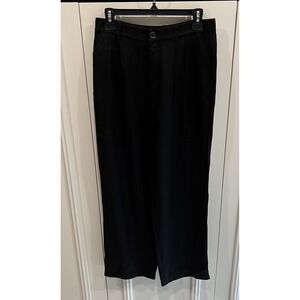 Loft Black Twill Wide Leg Pants Minimalist Career 100 % Lyocell Capsule Wardrobe